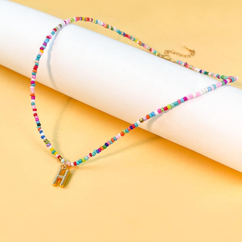 Senfour Colorful Beaded Initial Necklaces for Kids Girls, Personized Graduation Birthday Gifts - Choker Necklace for Women,Teen and Preteen Girls - Image 4